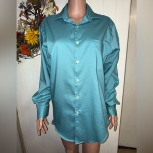 Arrow USA Fitted Teal Dress Shirt 15.5 34/35 Men’s Medium Button Down